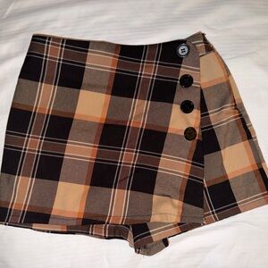 Forever 21 Checkered Skort with Button Accents